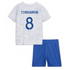 Frankrike Aurelien Tchouameni #8 Bortaställ Barn VM 2022 Korta ärmar (+ Korta byxor)